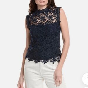 Nanette Lepore Black Sleeveless Lace Top